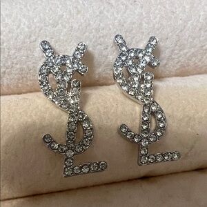 Sparkling Silver Crystal Monogram Earrings
